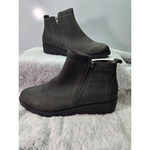 Earth Zurich Rhone Dark Gray Leather Ankle Boots Size 11